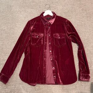 J. Crew Velvet Blouse in Rich Burgundy